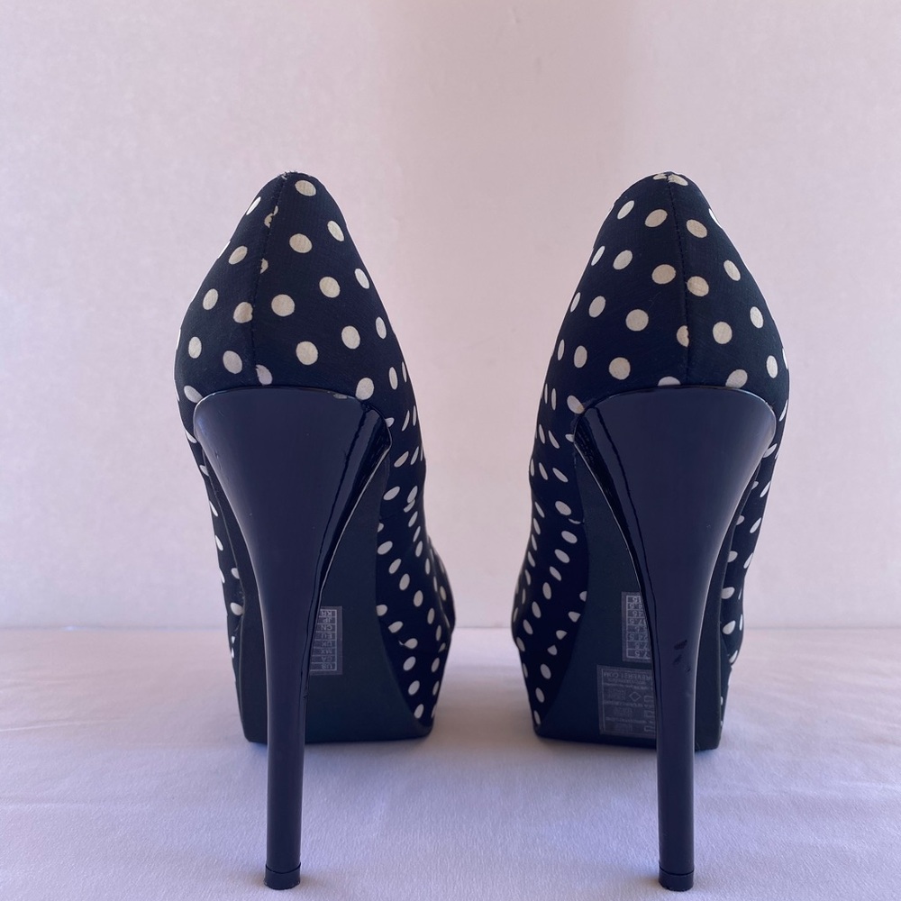 🛍️🛍️🛍️ Forever21 Black with White polka dots High Heels, sz 7.5, Used - Picture 6 of 16